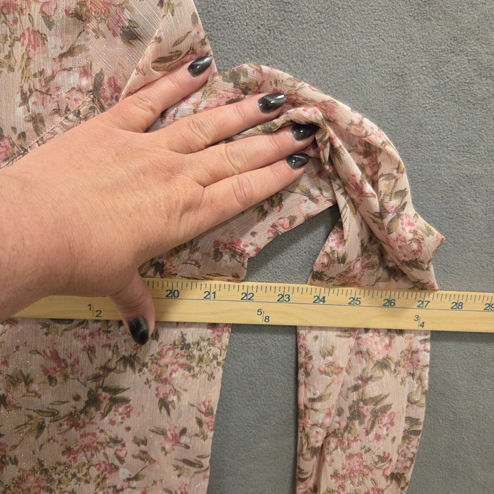 Vianni Plus Sheer Floral Blouse Womens 36 (8/10) Ruffle Coquette Cottage Boho - Picture 7 of 8